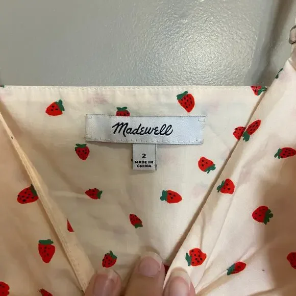 Madewell Women's Size 2 Cotton Tie-Front Keyhole Cami Top in Fresh Strawberries - Picture 7 of 12